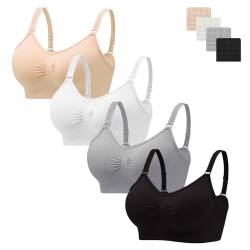 HBselect 4er Pack Gepolsterte BHS ohne Bügel Damen Rückenfrei Nahtlose Bralettes Bügelloser T-Shirt BHS Sports Bra Yoga Bustier für Frauen Mädchen von HBselect