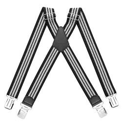 HBselect Hosenträger Herren mit 4 starken Clips 4 cm breit X-formoig elastisch einstellbar Länge für Damen Buro von HBselect