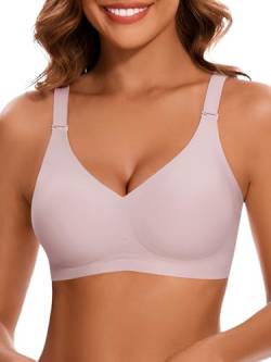 HBselect Nahtloser Minimizer BH Damen Ohne Bügel Push Up V-Ausschnitt Bralette Damen BHS Atmungsaktiver Und Ultrakomfortabler T Shirt Bra mit zusätzlicher BH-Verlängerung von HBselect