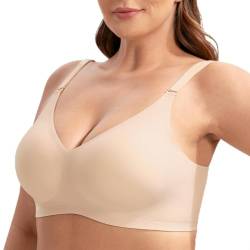 HBselect Nahtloser Minimizer BH Damen Ohne Bügel Push Up V-Ausschnitt Bralette Damen BHS Atmungsaktiver Und Ultrakomfortabler T Shirt Bra mit zusätzlicher BH-Verlängerung von HBselect