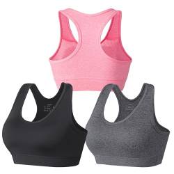 HBselect Sport BH Bustier Damen Bralette Nathloser mit Polstern Sportbekleidung Polyesterfaser ohne Bügel atmungsaktiv Joggen Yoga Jumping Fitness von HBselect