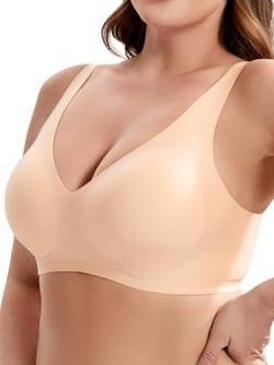 HBselect Womens Wireless Bra Womens One Smooth U Underwire Bra Beige S 9002 von HBselect