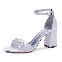 HCDZF Damen Offene Zehe Hochhackige Sandalen Pumps Schuhe für Hochzeit Party Abendkleid,Weiß,42 EU von HCDZF