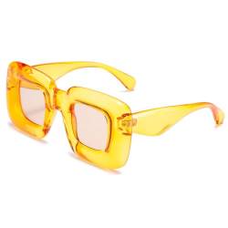 Bunte quadratische Sonnenbrille Damen Lila Gelbtöne UV400 Herren Sonnenbrille,Gelber Champagner,Größe von HCHES