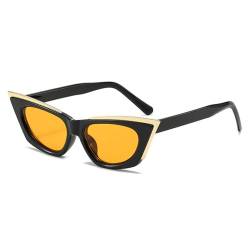 Cat Eye Damen Sonnenbrille Shades UV400 Herren Gelbe Sonnenbrille, Schwarz Orange, Einheitsgröße von HCHES