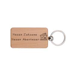HCHES Neues Zuhause Schlüsselanhänger aus Holz mit Gravur-Neues Zuhause Neues Abenteuer Einzugsgeschenke Wohnung Geschenk zum Einzug Anhänger von HCHES