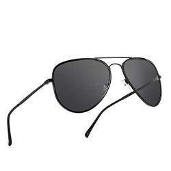 HCHES Ovale, übergroße, polarisierte Sonnenbrille für Männer mit großen Köpfen, Retro, Vintage, super große Sonnenbrille, UV-Schutz, C1, Schwarz, Grau, XXL 155 mm von HCHES