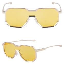 HCHES Sonnenbrille Männer Vintage Einteilige Punk-Sonnenbrille für Männer Übergroße quadratische Brillenschirme, C3 Orange Gelb, Einheitsgröße von HCHES