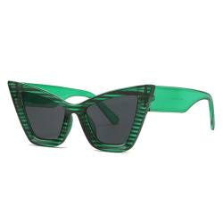 HCHES Übergroße Cat Eye Damen-Sonnenbrille, Vintage-Farbverlauf, UV400, Herren-Sonnenbrille, grün gestreift grau, Einheitsgröße von HCHES