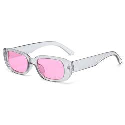 Kleine Sonnenbrille mit rechteckigem Rahmen für Damen und Herren, klare Sonnenbrille in Bonbonfarbe, Vintage-Outdoor-Brille, UV400, 9, Einheitsgröße von HCHES