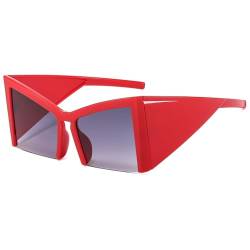 Quadratische Halbrahmen-Sonnenbrille für Damen und Herren, Reisen, männlich, große Schattierungen, weiblich, Übergröße, Sonnenbrille UV400, Rot, Einheitsgröße von HCHES