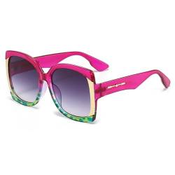 Quadratische Sonnenbrille Damen Vintage Herren Sonnenbrille Grün Lila Leopard Tee Shades UV400 Weiblich,BLAU,Einheitsgröße von HCHES