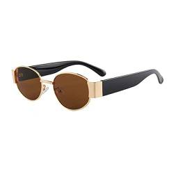 Sonnenbrille mit kleinem Rahmen, rund, Damen, Herren, Sommer, Sonnenschutzbrille, Hip-Hop-Vintage-Sonnenbrille, Silber, Schwarz, Einheitsgröße von HCHES