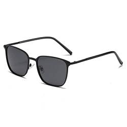 Ultraleichte polarisierte Sonnenbrille für Herren, blendfreie Fahrsonnenbrille, Damen, Vintage, Metall, quadratisch, Brillen, C1, Schwarz, Einheitsgröße von HCHES