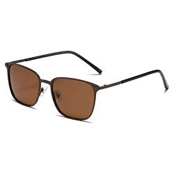 Ultraleichte polarisierte Sonnenbrille für Herren, blendfreie Fahrsonnenbrille, Damen, Vintage, Metall, quadratisch, Brillen, C3, Braun, Einheitsgröße von HCHES