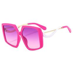 Unregelmäßige quadratische Sonnenbrille für Damen, Metallscharnier, Retro-Brille, Damen-Sonnenbrille, UV400, Herren, Lila, Einheitsgröße von HCHES