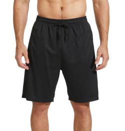 HCSS Herren Sport Shorts Kurze Hose Schnell Trocknend Basketball Shorts Sommer mit Reißverschlusstasche(Schwarz-S) von HCSS