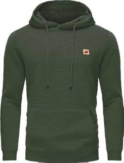 HCSS Hoodie Herren Pullover Klassischer Sweatshirt Casual Kapuzenpullover Waffelgitter Langarmpullover mit Kapuze(Armee Grün-XXL) von HCSS