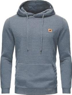 HCSS Hoodie Herren Pullover Klassischer Sweatshirt Casual Kapuzenpullover Waffelgitter Langarmpullover mit Kapuze(Dunkelgrau-L) von HCSS