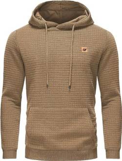 HCSS Hoodie Herren Pullover Klassischer Sweatshirt Casual Kapuzenpullover Waffelgitter Langarmpullover mit Kapuze(Khaki-S) von HCSS