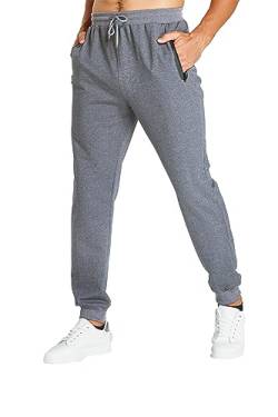 HCSS Jogginghose Herren Sweathose Trainingshose Herren Baumwolle Sporthose Lang Silm fit mit Elastische Bündchen(Grau-L) von HCSS