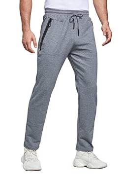 HCSS Jogginghose Herren Trainingshose Herren Sweathose Baumwolle Sporthose Lang Silm fit mit Reißverschlusstaschen(Grau-XL) von HCSS