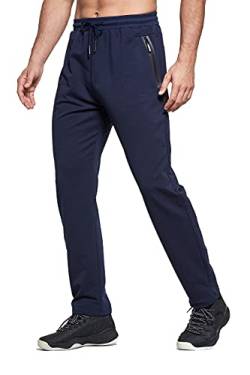 HCSS Jogginghose Herren Trainingshose Herren Sweathose Baumwolle Sporthose Lang Slim fit mit Reißverschlusstaschen(Blau-S) von HCSS