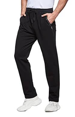 HCSS Jogginghose Herren Trainingshose Herren Sweathose Baumwolle Sporthose Lang Slim fit mit Reißverschlusstaschen(Schwarz-S) von HCSS