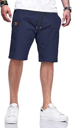 HCSS Kurze Hosen Herren Bermuda Shorts Herren Sommer Cargo Chino Shorts Baumwolle Gummizug mit Tasche(Blau-L) von HCSS