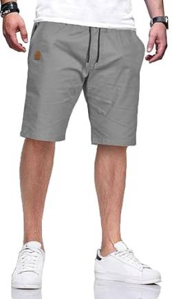HCSS Kurze Hosen Herren Bermuda Shorts Herren Sommer Cargo Chino Shorts Baumwolle Gummizug mit Tasche(Grau-L) von HCSS