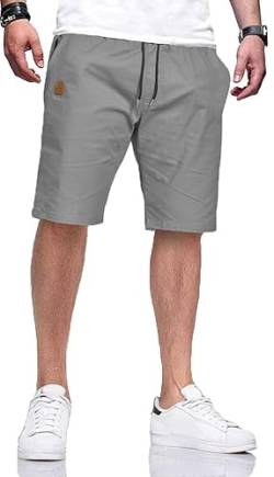 HCSS Kurze Hosen Herren Bermuda Shorts Herren Sommer Cargo Chino Shorts Baumwolle Gummizug mit Tasche(Grau-M) von HCSS