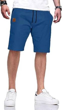 HCSS Kurze Hosen Herren Bermuda Shorts Herren Sommer Cargo Chino Shorts Baumwolle Gummizug mit Tasche(Pfauenblau-M) von HCSS