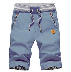 HCSS Kurze Hosen Herren Bermuda Shorts Herren Sommer Chino Shorts Baumwolle Gummizug mit Tasche(Denim Blau-3XL) von HCSS