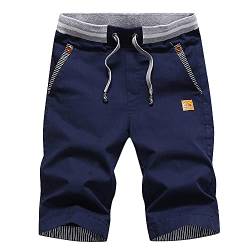 HCSS Kurze Hosen Herren Bermuda Shorts Herren Sommer Chino Shorts Baumwolle Gummizug mit Tunnelzug(Navy Blau-M) von HCSS