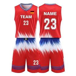 Benutzerdefiniert Basketball Trikot Kinder Herren Set mit Namen Nummer Team Logo Basketball Shirt & Short von HDSD