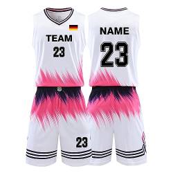 Benutzerdefiniert Basketball Trikot Kinder Herren Set mit Namen Nummer Team Logo Basketball Shirt & Short von HDSD