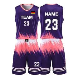 Benutzerdefiniert Basketball Trikot Kinder Herren Set mit Namen Nummer Team Logo Basketball Shirt & Short von HDSD
