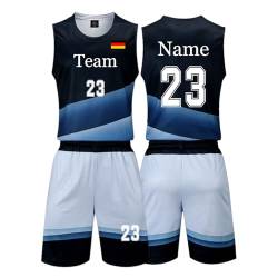 Benutzerdefiniert Basketball Trikot & Short Kinder Herren Set mit Namen Nummer Team Logo Basketball Shirt von HDSD