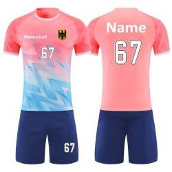HDSD Personalisiertes Fussball Trikot Kinder Erwachsene Shirt & Shorts Set mit Nummer Name Team Logo Fußball Trikots (rosa) von HDSD