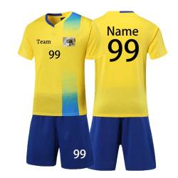 HDSD Personifizieren Trikot Kinder Erwachsene Shirt und Short mit Name Team Nummer Logo - Fussballtrikot Jungs Mädchen (Gelb) von HDSD