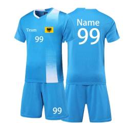 HDSD Personifizieren Trikot Kinder Erwachsene Shirt und Short mit Name Team Nummer Logo - Fussballtrikot Jungs Mädchen (Himmelblau) von HDSD