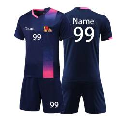 HDSD Personifizieren Trikot Kinder Erwachsene Shirt und Short mit Name Team Nummer Logo - Fussballtrikot Jungs Mädchen (Saphirblau) von HDSD