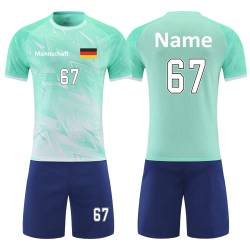Personalisiertes Fussball Trikot Kinder Erwachsene Shirt & Shorts Set mit Nummer Name Team Logo Fußball Trikots (grün) von HDSD
