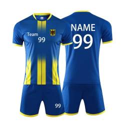 Personifizieren Fussball Trikot Kinder Erwachsene Hemd & Kurze Set mit Nummer Name Team Logo Fußball Trikot (Farbe blau) von HDSD