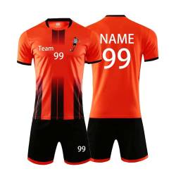 Personifizieren Fussball Trikot Kinder Erwachsene Hemd & Kurze Set mit Nummer Name Team Logo Fußball Trikot (Orange) von HDSD