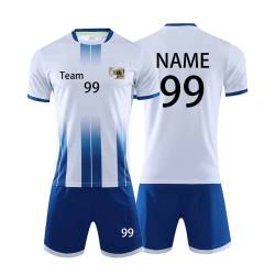 Personifizieren Fussball Trikot Kinder Erwachsene Hemd & Kurze Set mit Nummer Name Team Logo Fußball Trikot (Weiß) von HDSD