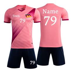 Personifizieren Fußball Trikot Kinder Jungs mit Namen Nummber Team Logo Home Auswärts Trikot with Sponsor T-Shirt (Rosa) von HDSD