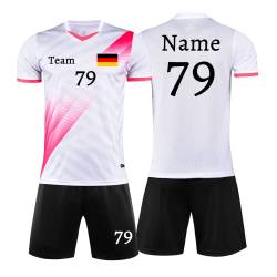 Personifizieren Fußball Trikot Kinder Jungs mit Namen Nummber Team Logo Home Auswärts Trikot with Sponsor T-Shirt (Weiß Rosa) von HDSD