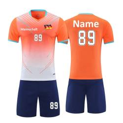 Personifizieren Kinder Erwachsene Trikot Fussballtrikot Kinder mit Namen Nummber Team Logo Home Auswärts Fußball Trikot (Orange) von HDSD