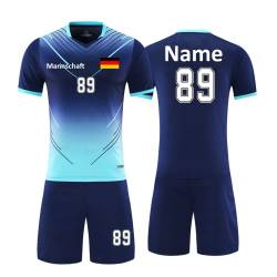 Personifizieren Kinder Erwachsene Trikot Fussballtrikot Kinder mit Namen Nummber Team Logo Home Auswärts Fußball Trikot (Saphirblau) von HDSD